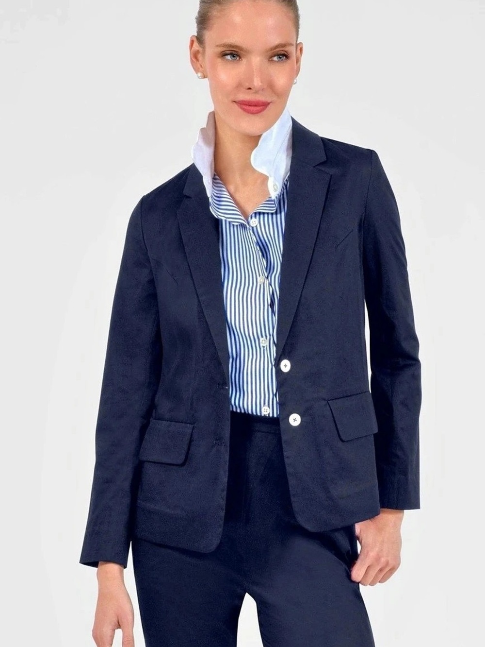 Gretchen Scott Dapper Daisy Jacket  Blazer Navy Large NWT